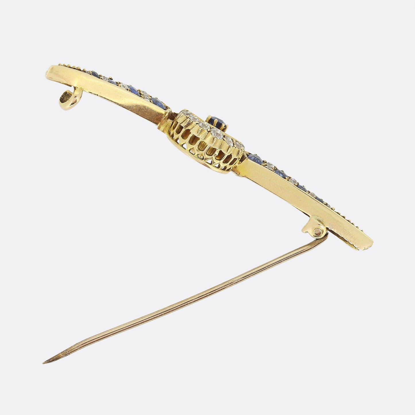 Victorian Sapphire and Diamond Crescent Brooch