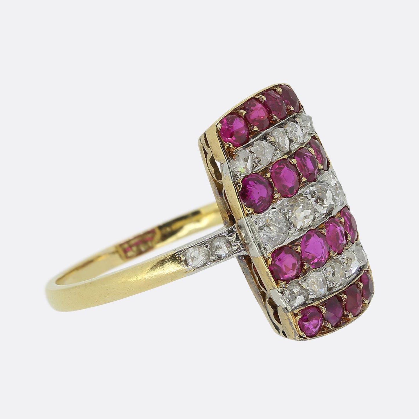 Art Deco Ruby and Diamond Tablet Ring