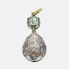 Victorian 3.12 Carat Pink Brown Pear Cut and Blue Green Old Cut Diamond Pendant