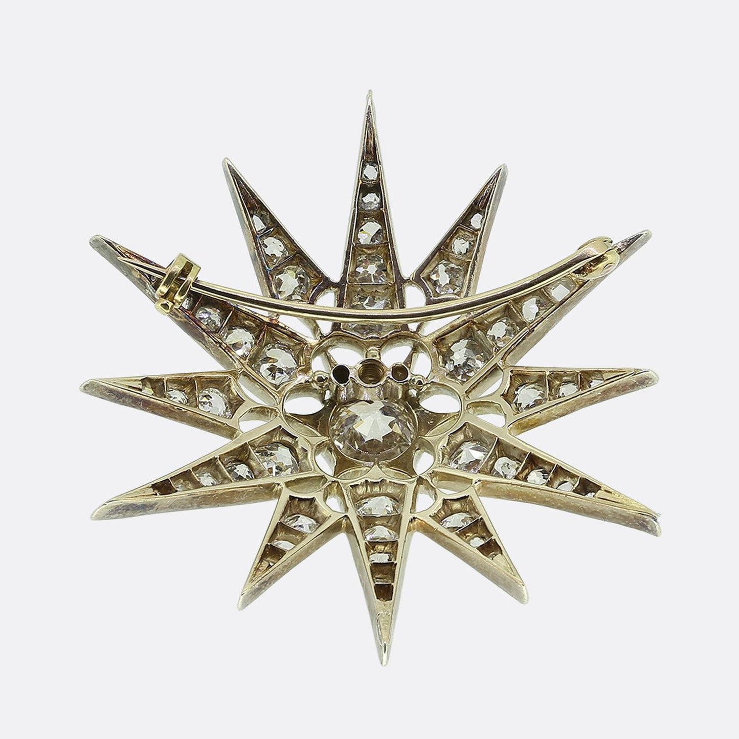 Victorian Old Cut Diamond Star Brooch