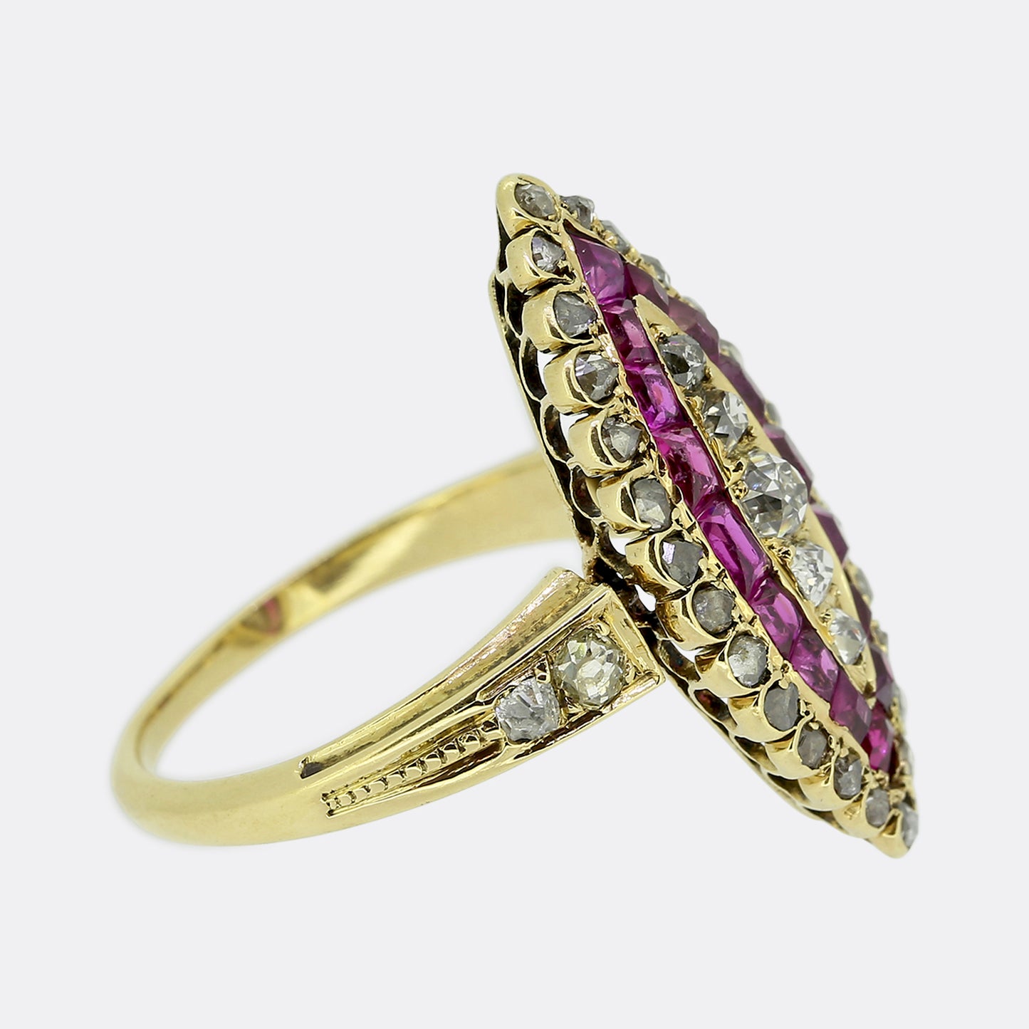 Victorian Ruby and Diamond Navette Ring