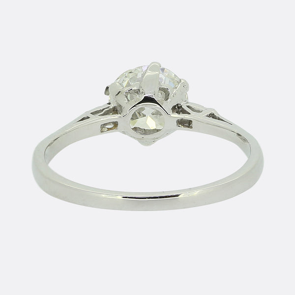 Art Deco 1.00 Carat Old Cut Diamond Solitaire Ring