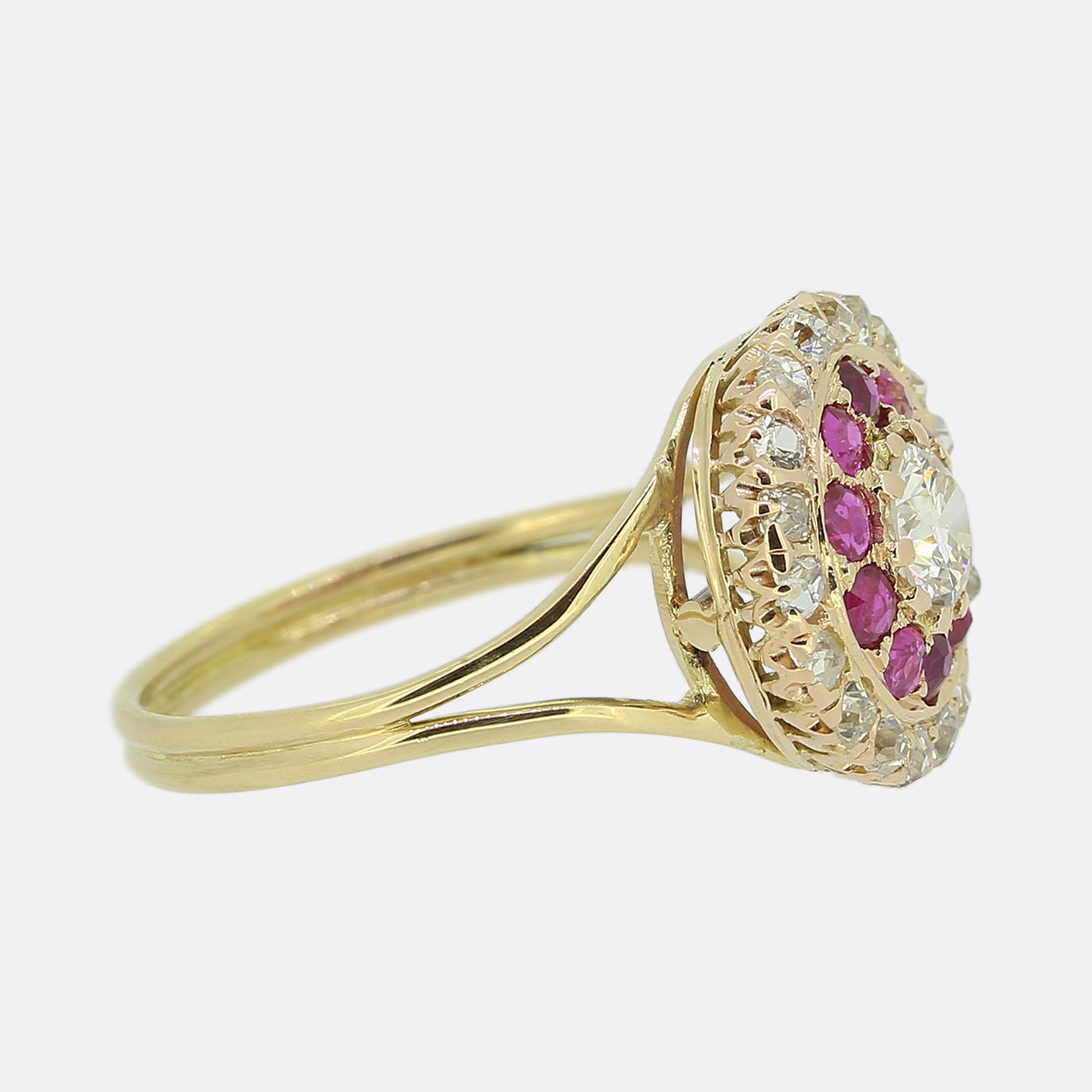 Antique Ruby and Diamond Cluster Ring
