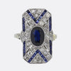 Art Deco Sapphire and Diamond Plaque Ring