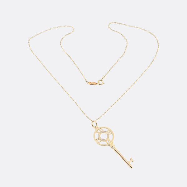 Tiffany & Co. Atlas Diamond Key Pendant Necklace