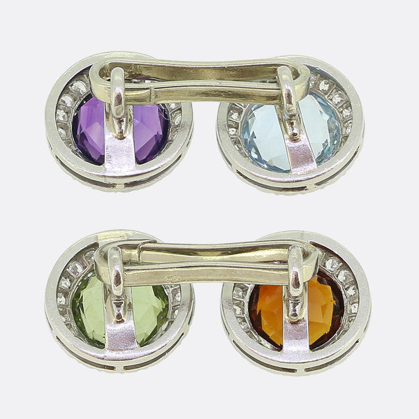 French Antique Multi Gemstone Cufflinks