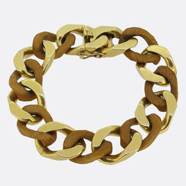 Van Cleef & Arpels Vintage Gold and Wood Link Curb Bracelet