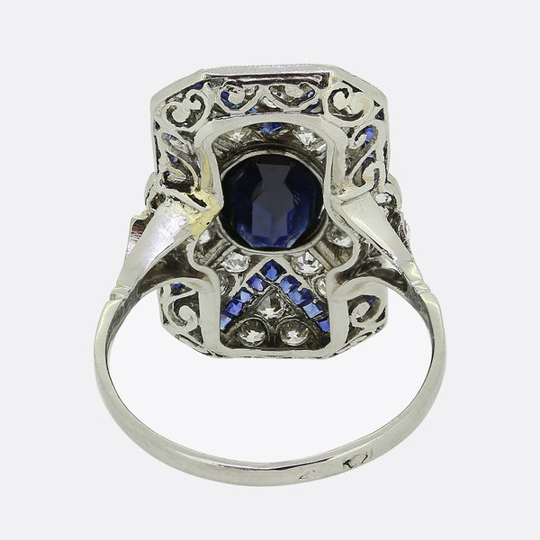 Art Deco Sapphire and Diamond Plaque Ring