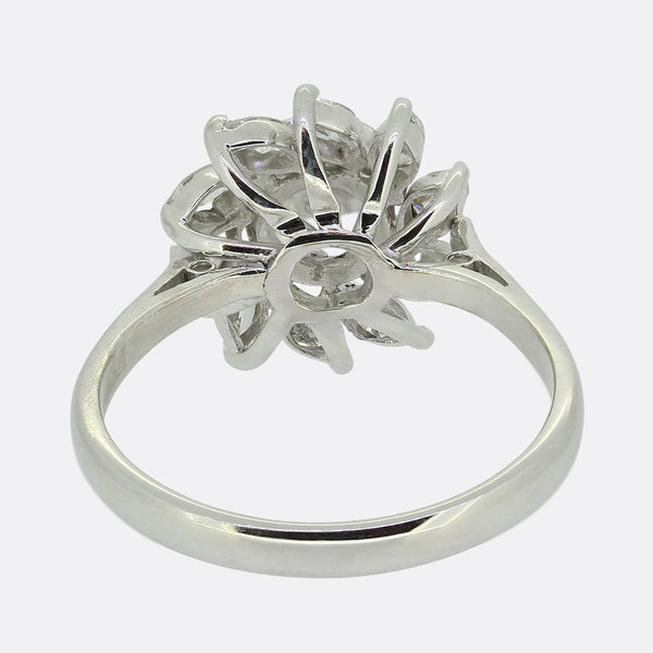 Vintage Transitional and Marquise Cut Diamond Cluster Ring