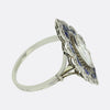 Art Deco Marquise Cut Diamond and Sapphire Navette Ring