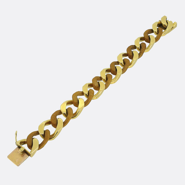 Van Cleef & Arpels Vintage Gold and Wood Link Curb Bracelet