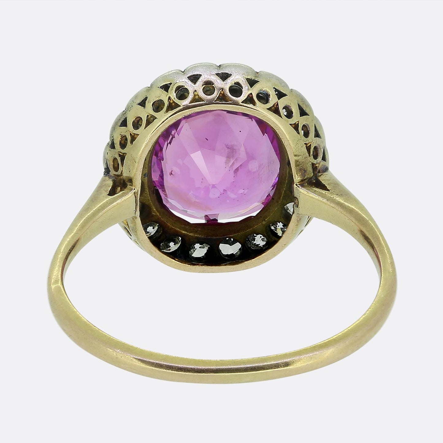 Victorian 2.90 Carat Burmese Pink Sapphire and Diamond Cluster Ring