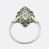 Art Deco Marquise Cut Diamond and Sapphire Navette Ring