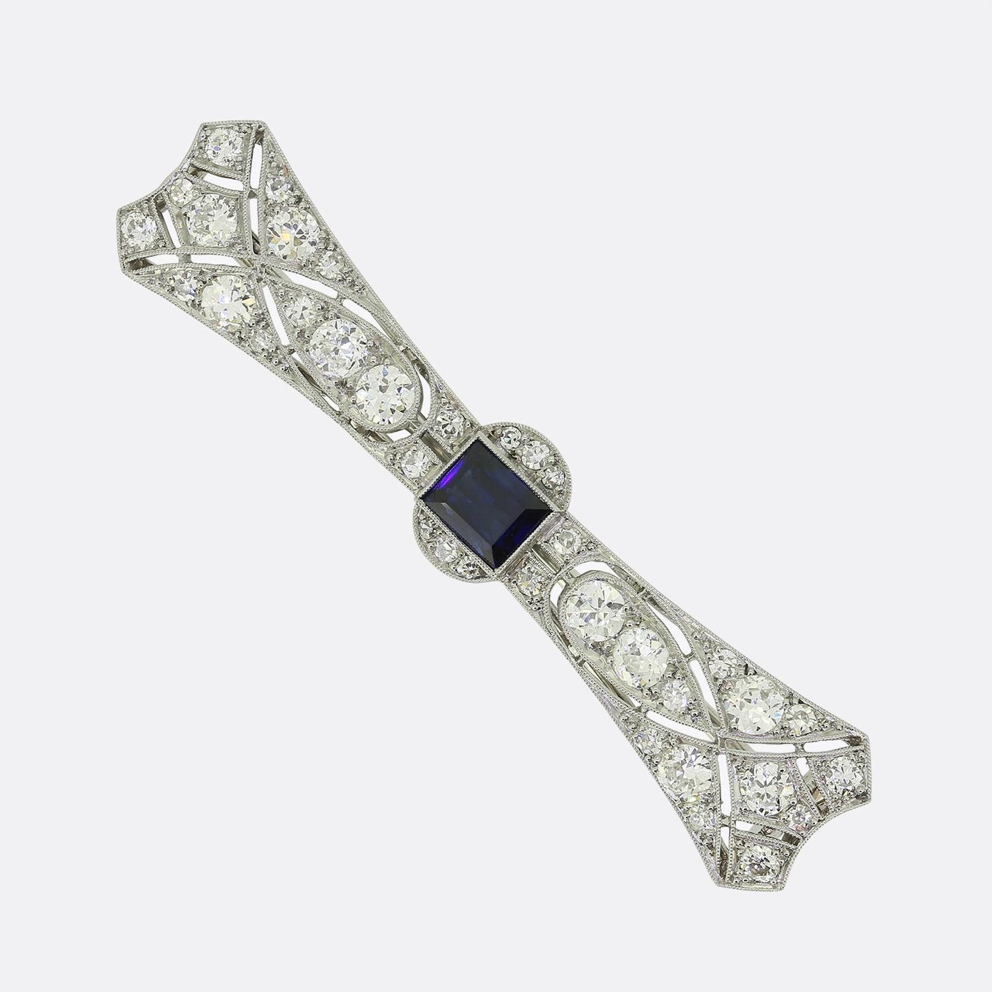 Lacloche Frères Art Deco Sapphire and Diamond Brooch