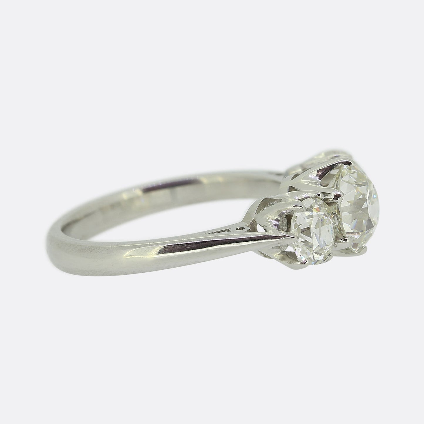 Antique 1.10 Carat Old Cut Diamond Three-Stone Ring