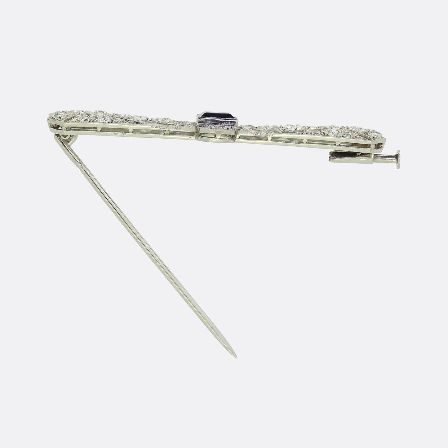 Lacloche Frères Art Deco Sapphire and Diamond Brooch