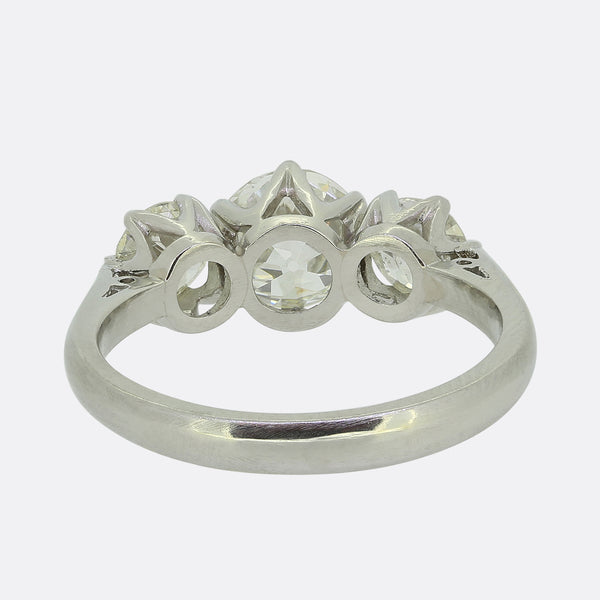 Antique 1.10 Carat Old Cut Diamond Three-Stone Ring