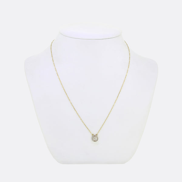 Vintage 0.25 Carat Old Cut Diamond Solitaire Necklace