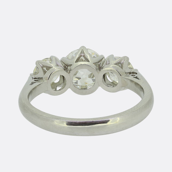 Antique 1.10 Carat Old Cut Diamond Three-Stone Ring
