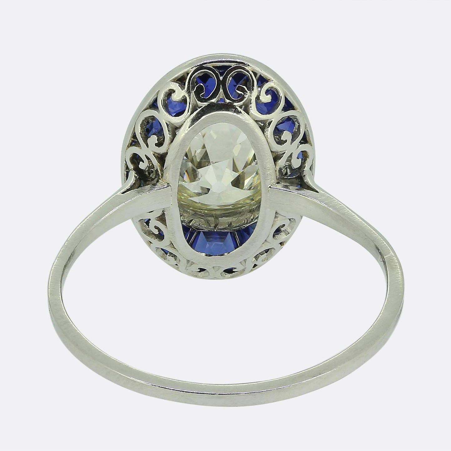 Art Deco 1.60 Carat Diamond and Sapphire Cluster Ring