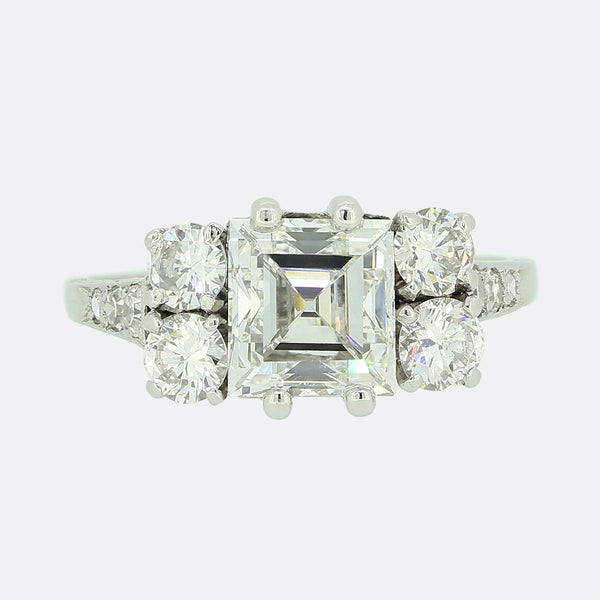 Art Deco 2.14 Carat Carre Cut Diamond Ring