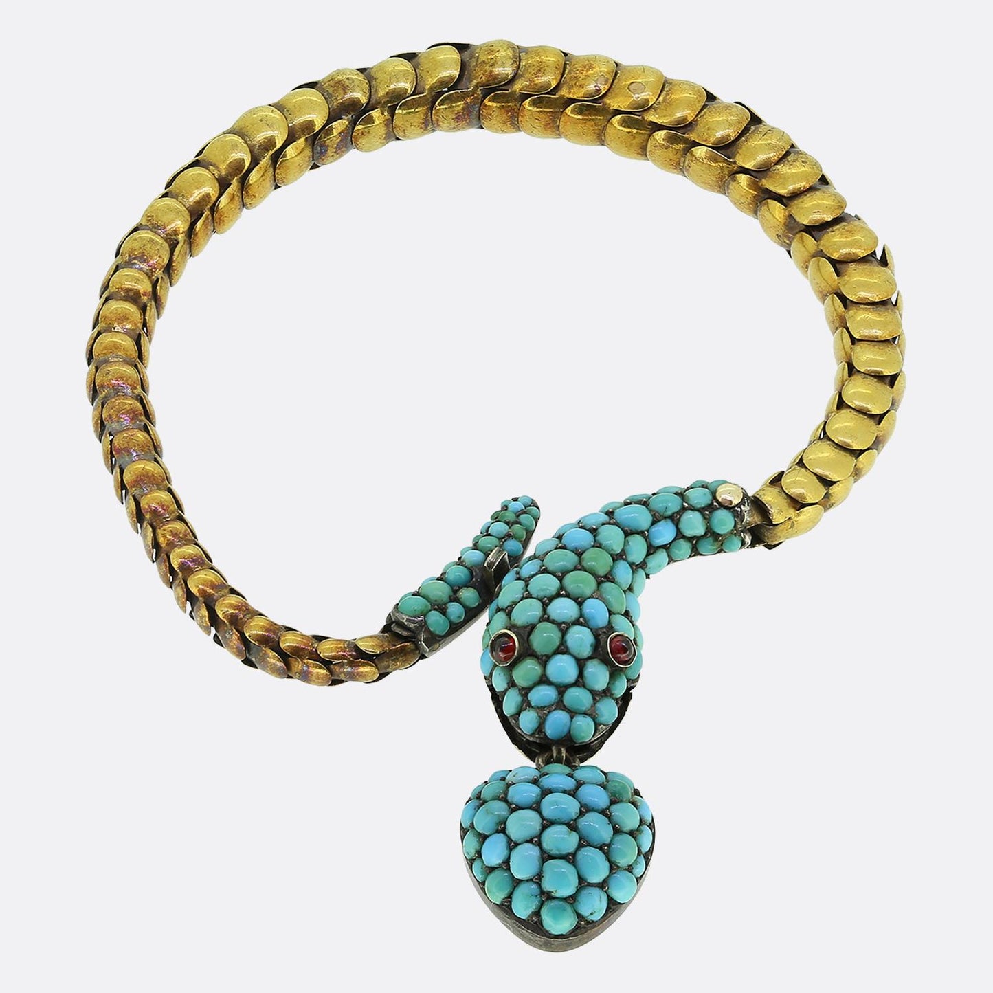 Victorian Turquoise and Ruby Snake Bracelet