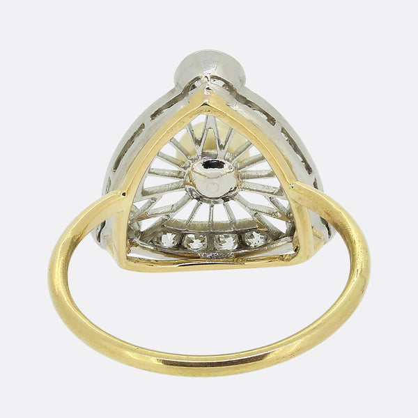 Edwardian Pearl and Diamond Cluster Ring