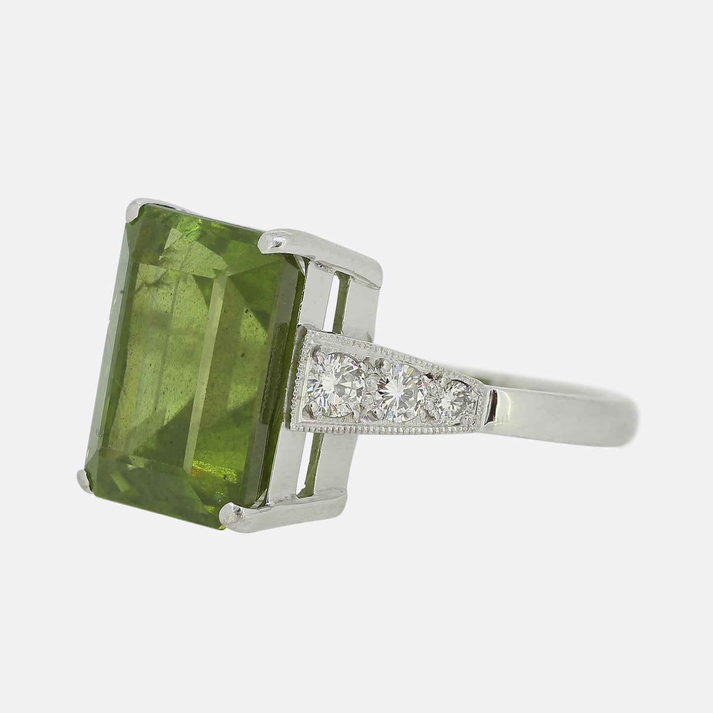 Peridot and Diamond Cocktail Ring