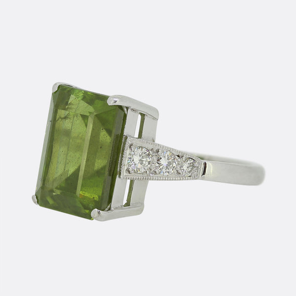 Peridot and Diamond Cocktail Ring