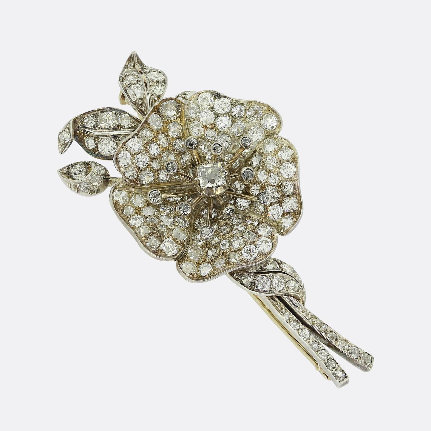 Art Nouveau Old Cut Diamond Floral Tremblant Brooch – The Vintage