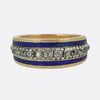 Antique Blue Enamel and Diamond Band Ring