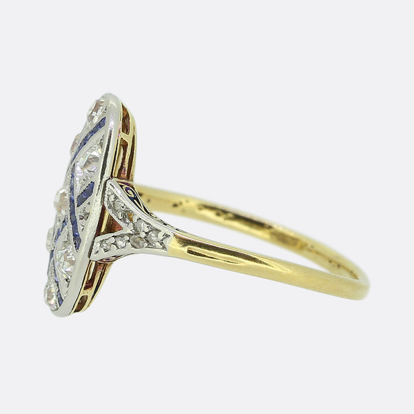 Art Deco Sapphire and Diamond Tablet Ring