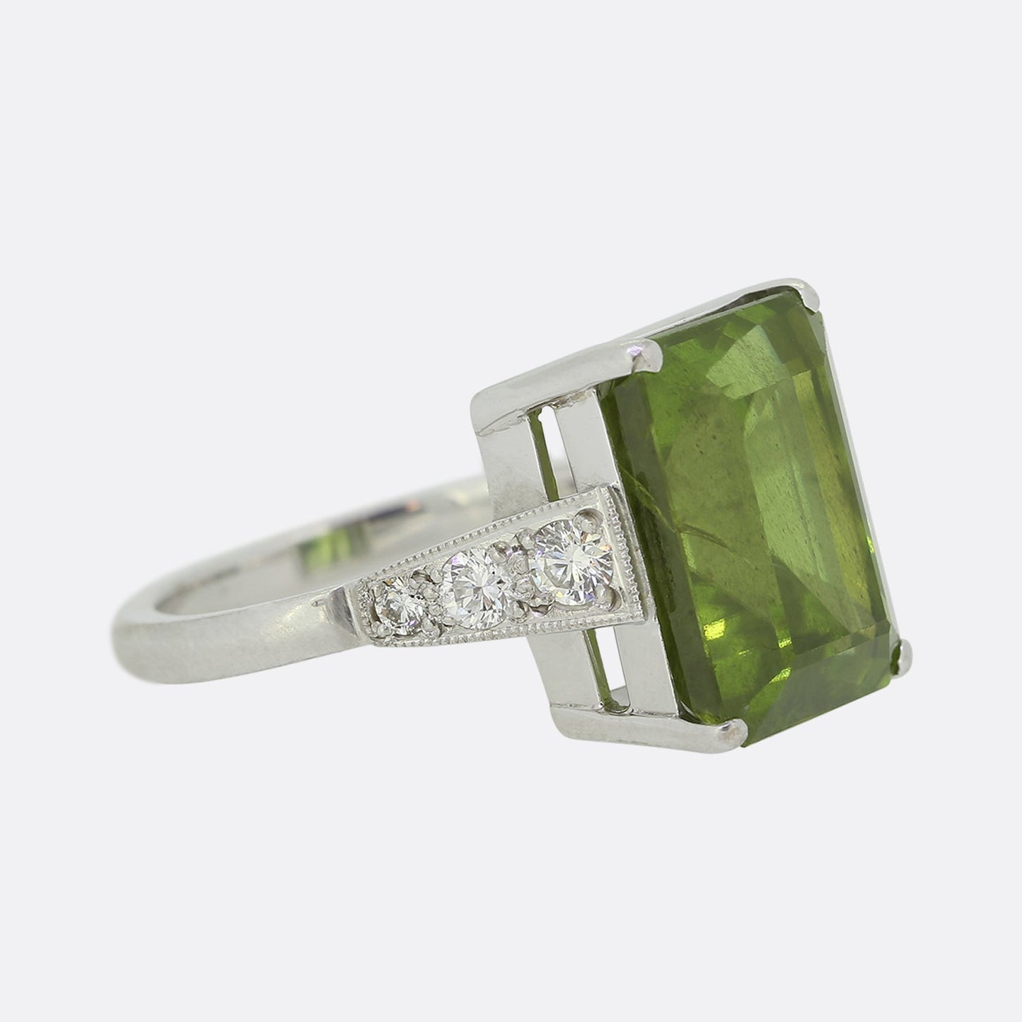 Peridot and Diamond Cocktail Ring