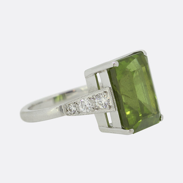 Peridot and Diamond Cocktail Ring