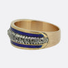 Antique Blue Enamel and Diamond Band Ring