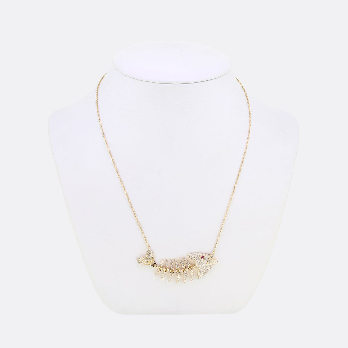 La Marquise Ruby and Diamond Fish Pendant Necklace