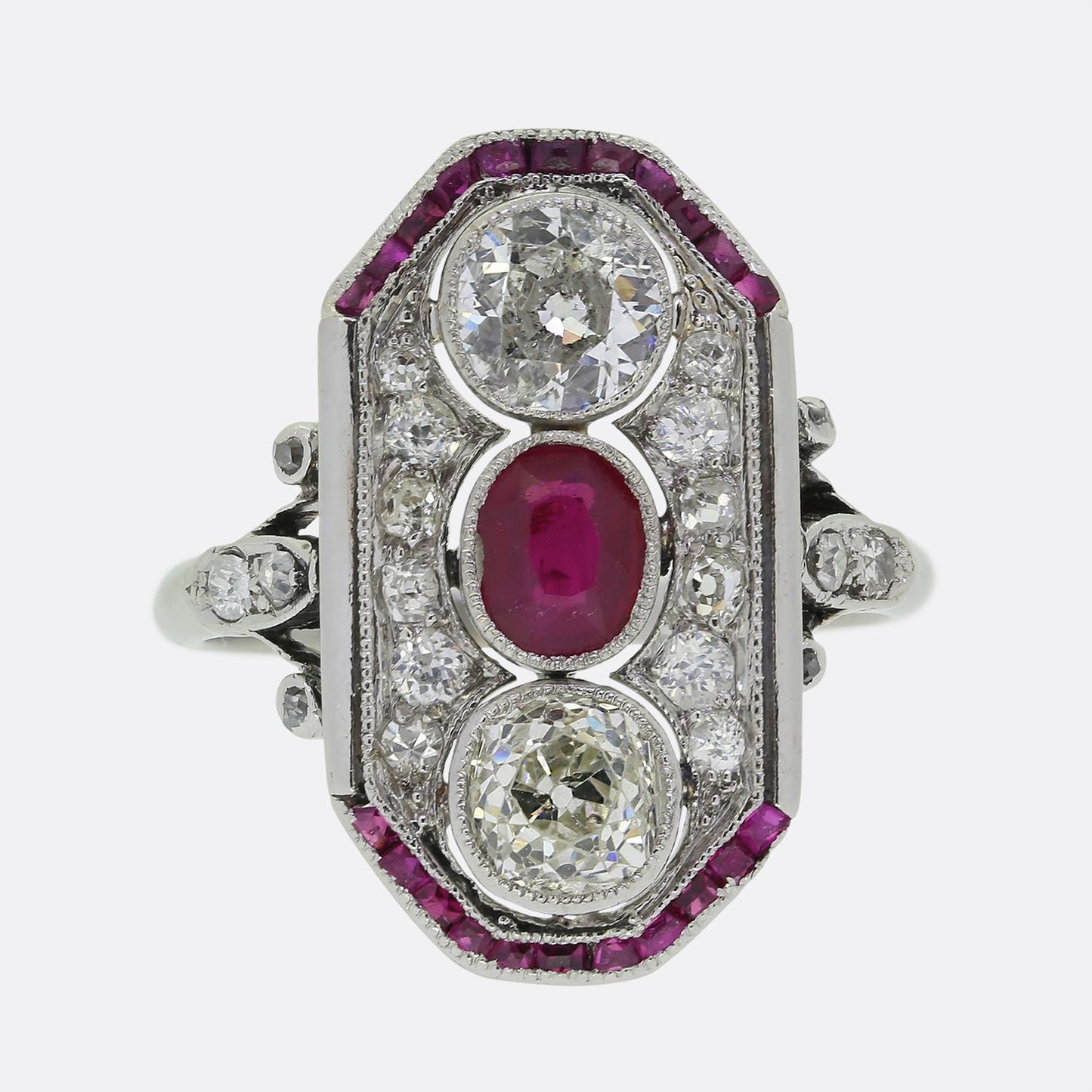 Art Deco Ruby and Diamond Dress Ring