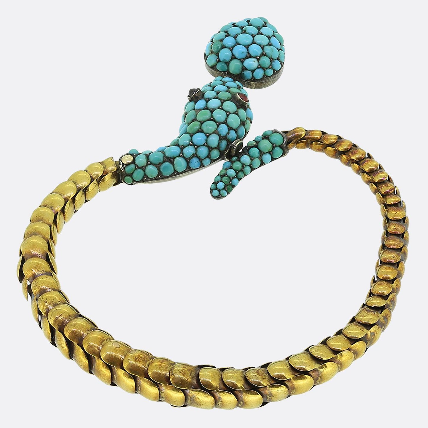 Victorian Turquoise and Ruby Snake Bracelet