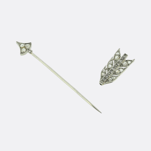 Cartier Art Deco Rose Cut Diamond Arrow Jabot Pin