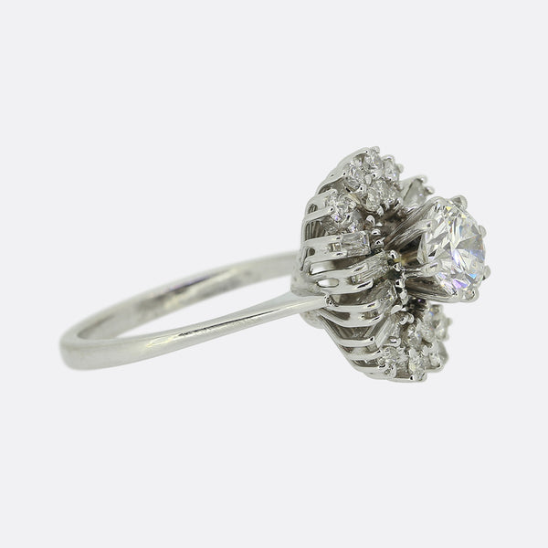 Vintage 0.90ct Diamond Cluster Ring