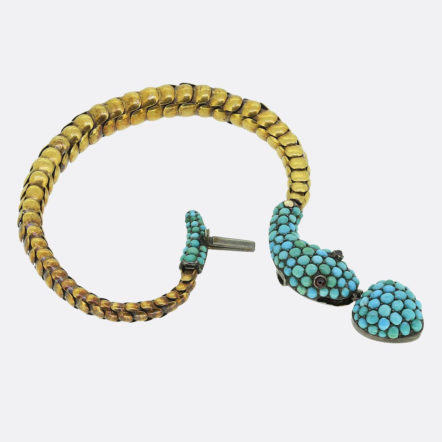 Victorian Turquoise and Ruby Snake Bracelet