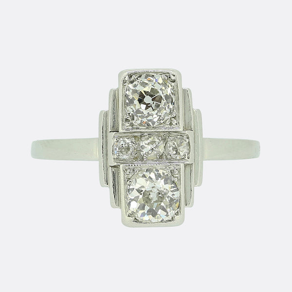 Art Deco Two-Stone Diamond Tablet Ring