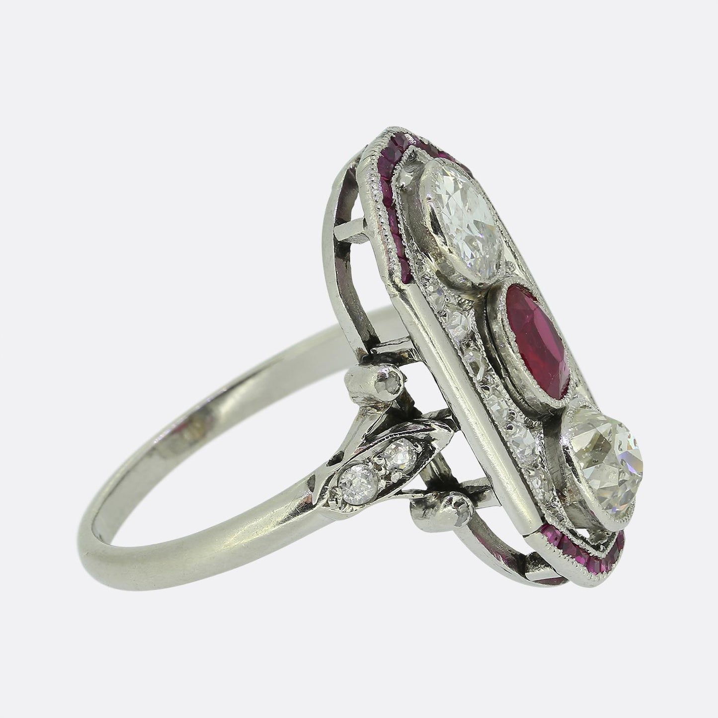 Art Deco Ruby and Diamond Dress Ring