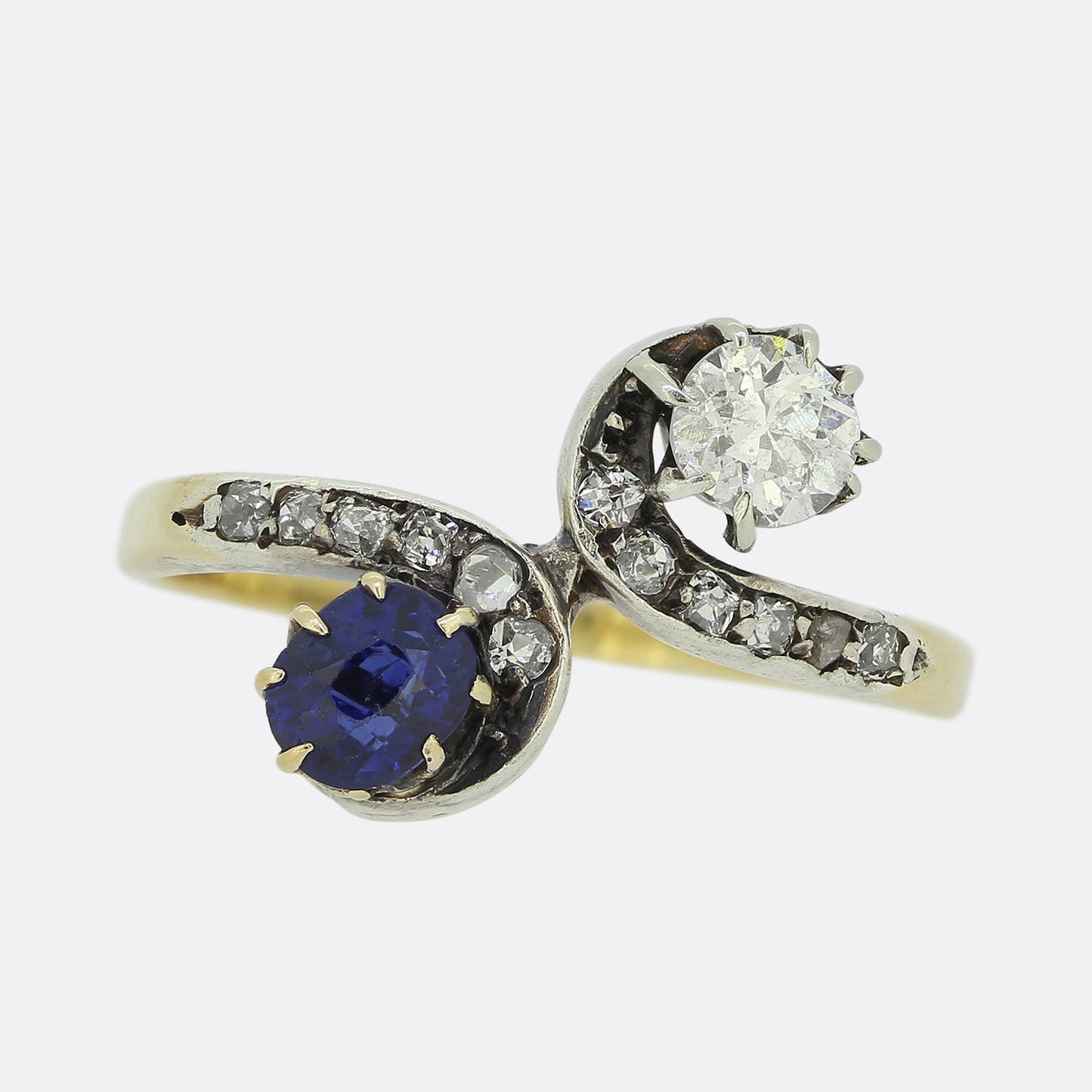 Edwardian Sapphire and Diamond Twist Ring