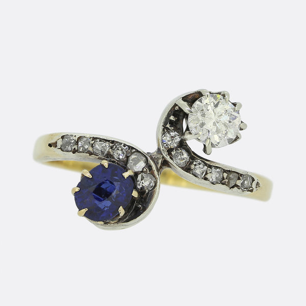 Edwardian Sapphire and Diamond Twist Ring