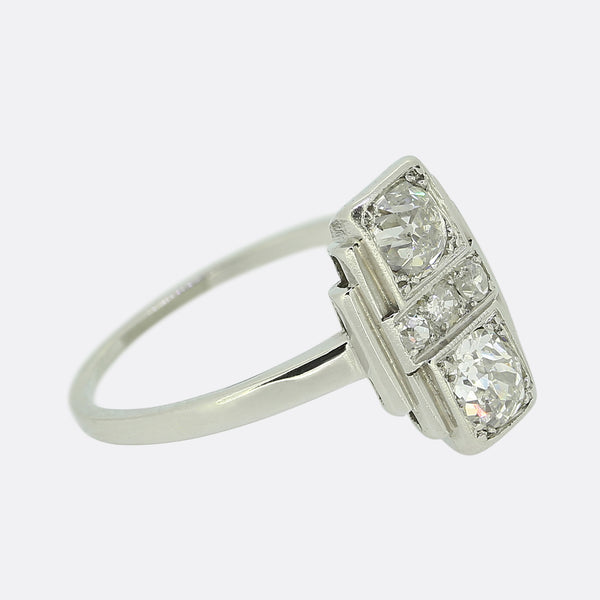 Art Deco Two-Stone Diamond Tablet Ring
