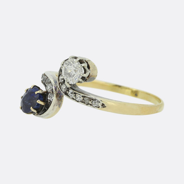 Edwardian Sapphire and Diamond Twist Ring