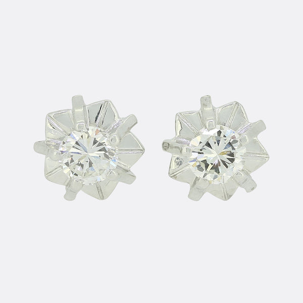 0.40 Carats Diamond Screw Back Stud Earrings