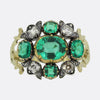 Georgian Emerald and Diamond Cluster Ring