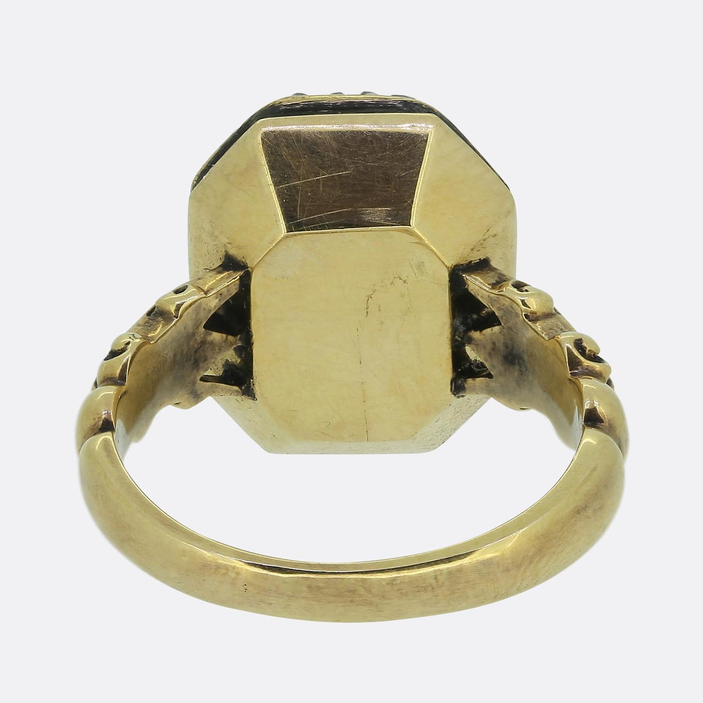 Antique Julius Caesar Sapphire Intaglio and Diamond and Ring